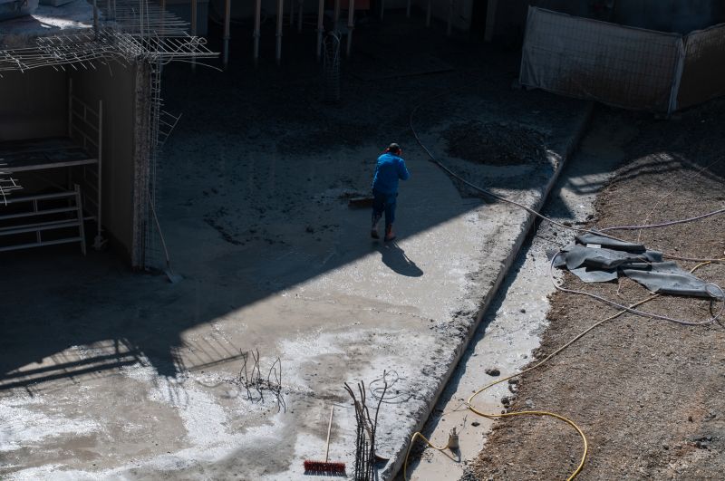 Construction Site with Concrete Cutting